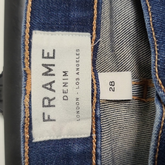FRAME Le Skinny De Jean Blue Skinny Jeans with Distressed Raw Hem Size 28 - Picture 2 of 16